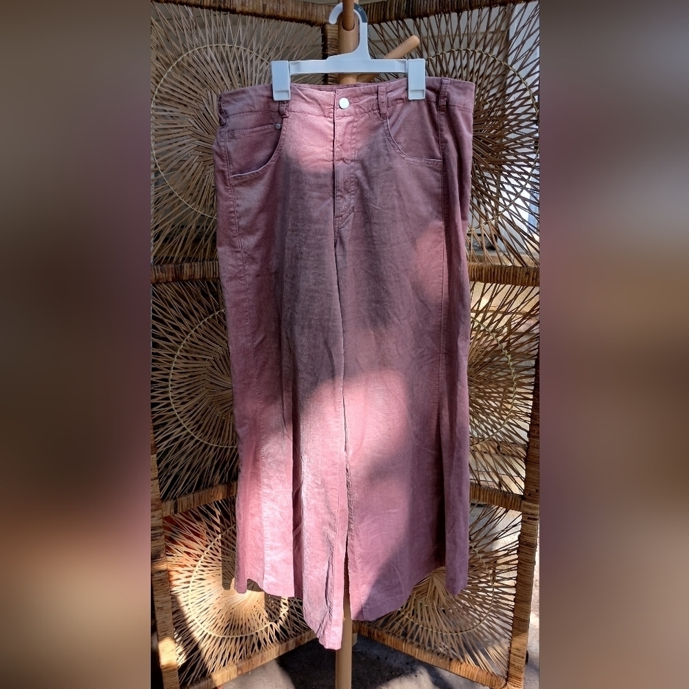 Pilcro Anthropologie Elegant Pink Suede Type Women's Wide Legged Pants_30 - Picture 5 of 10